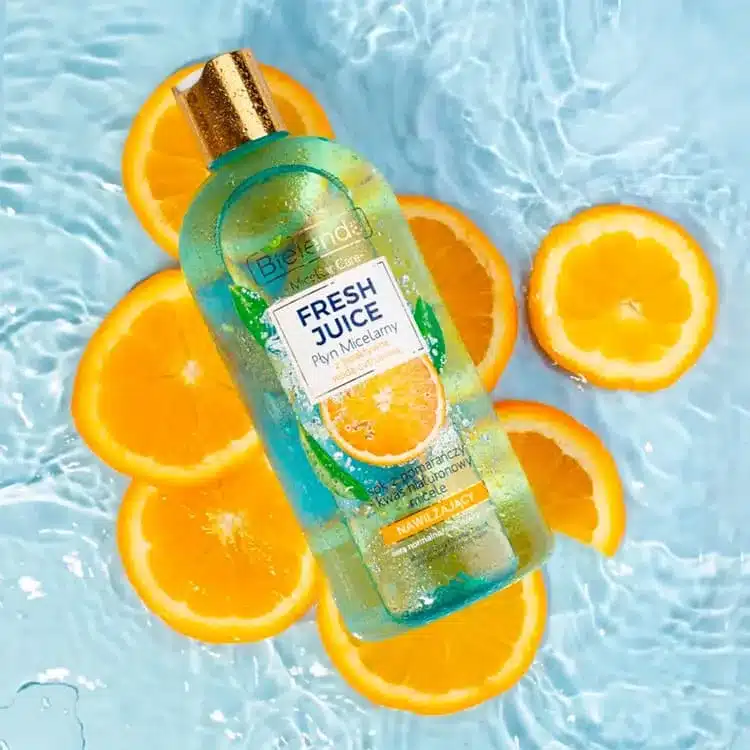 Agua micelar Fresh Juice de Bielenda, fórmula con extracto de naranja y ácido hialurónico