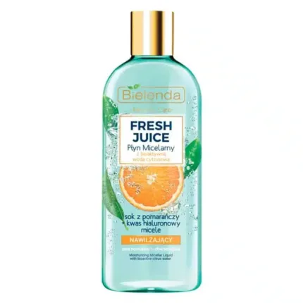 Agua micelar Bielenda Fresh Juice con naranja y ácido hialurónico para limpieza facial