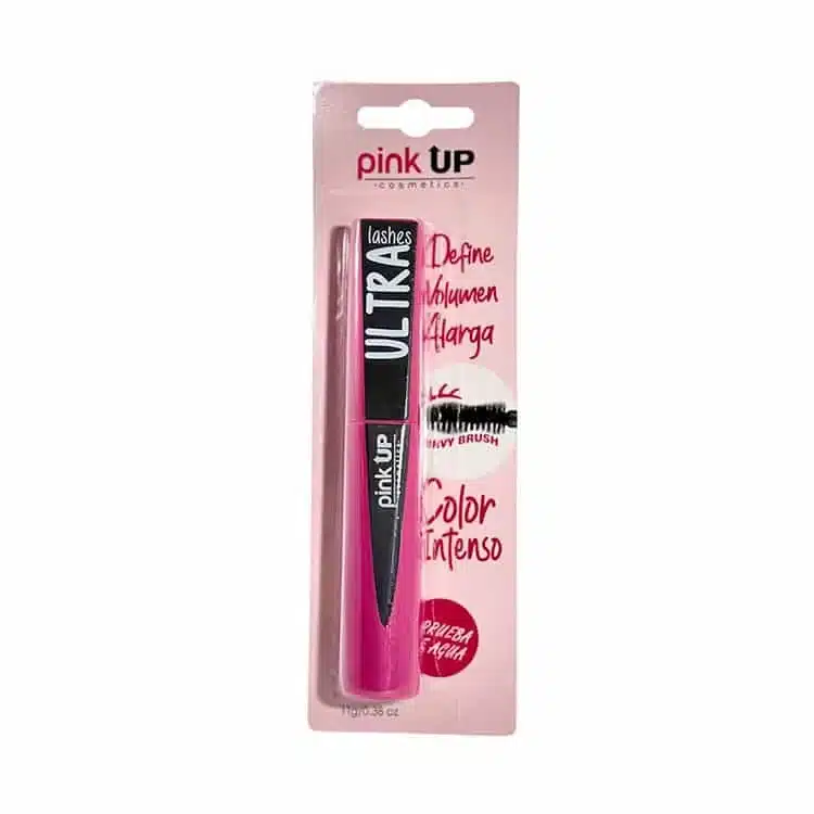 Máscara Waterproof Ultra Lashes Pink Up para pestañas largas y definidas