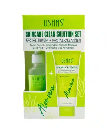 Set facial Ushas con suero y limpiador de aloe vera para hidratación profunda.