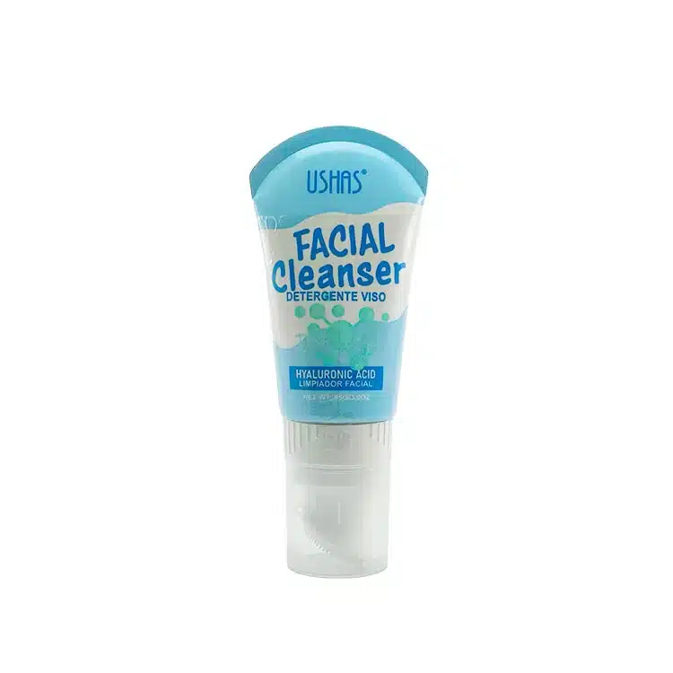 Limpiador facial Ushas con ácido hialurónico para hidratación profunda.