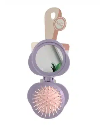 Peine portátil de bolsillo con espejo para retoques rápidos.